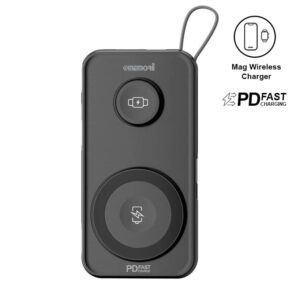 5150PJ-10,000mAh Universal Wireless Powerbank with inbuilt cables - Black