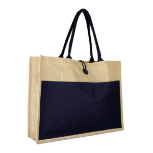 0475H - Jute Bag with Canvas Pocket